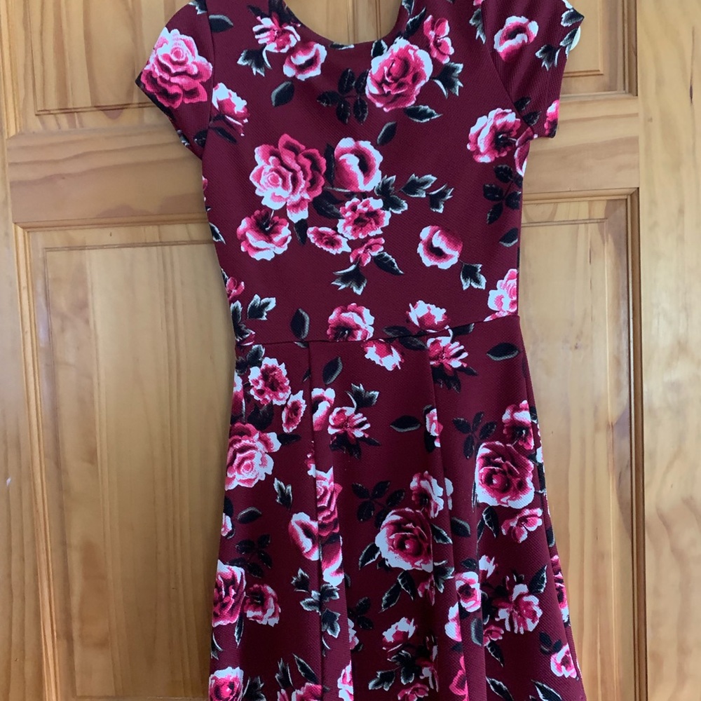 Maroon and Pink flower dress